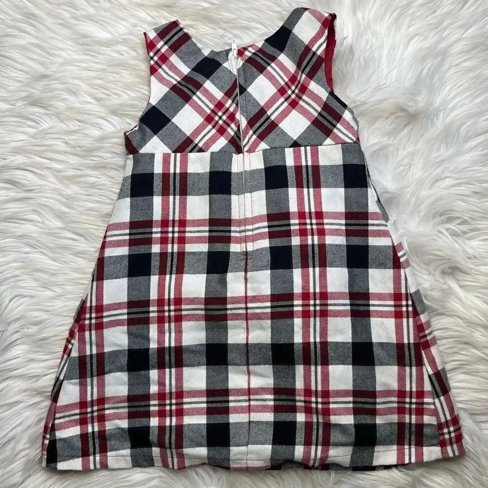 The Children's Place Plaid Dress White Red Black Size 4T